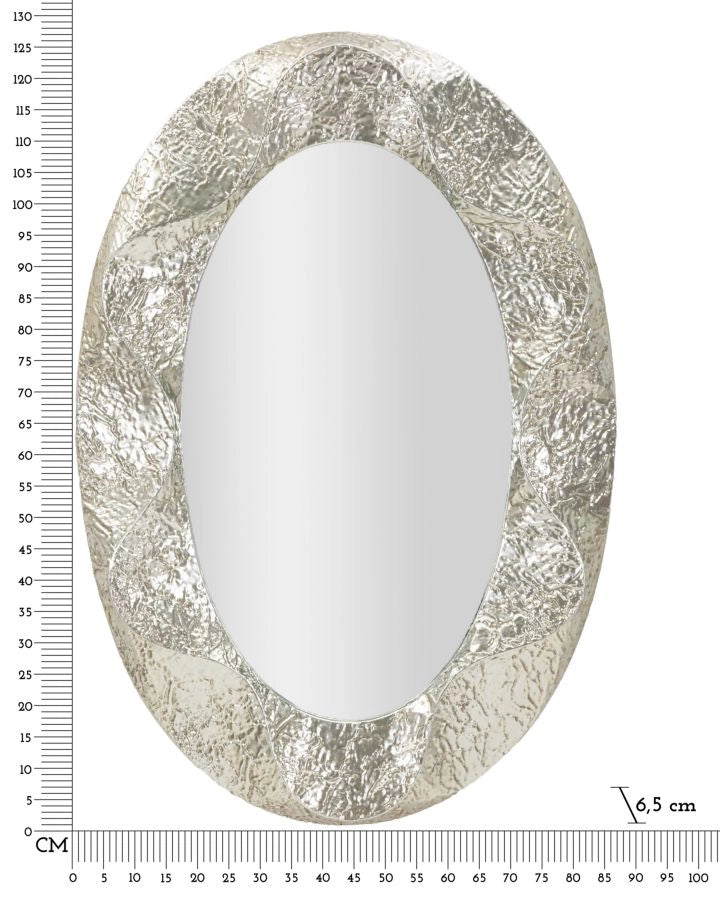 Specchio Argelux Ovale 87,5x6,5x128 cm in Ferro e Specchio e MDF Argento