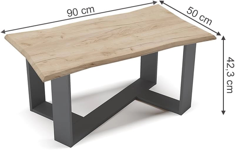 Tavolino Arne, Quercia dorata, 90 x 50 cm, per l'utilizzo come superficie d'appoggio nell'area living