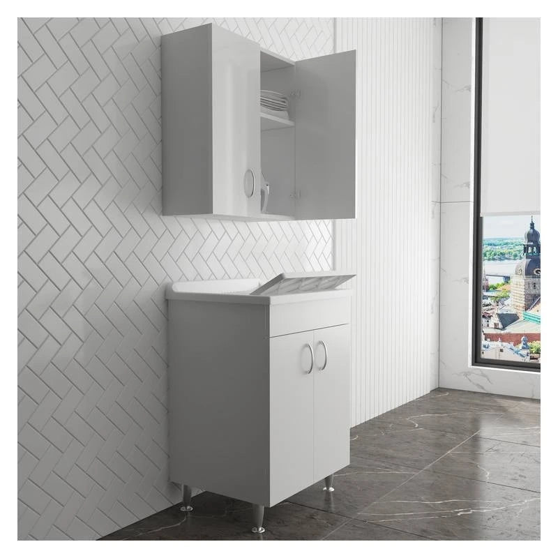 Set mobile bagno/lavanderia ECO con lavatoio 60x50 e pensile