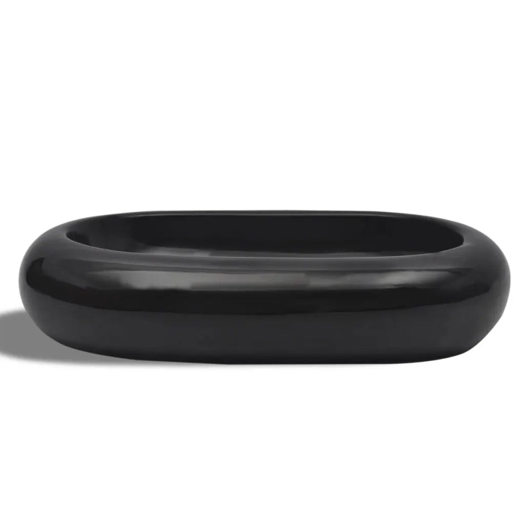 Lavandino da bagno in ceramica ovale nero CFW6161545