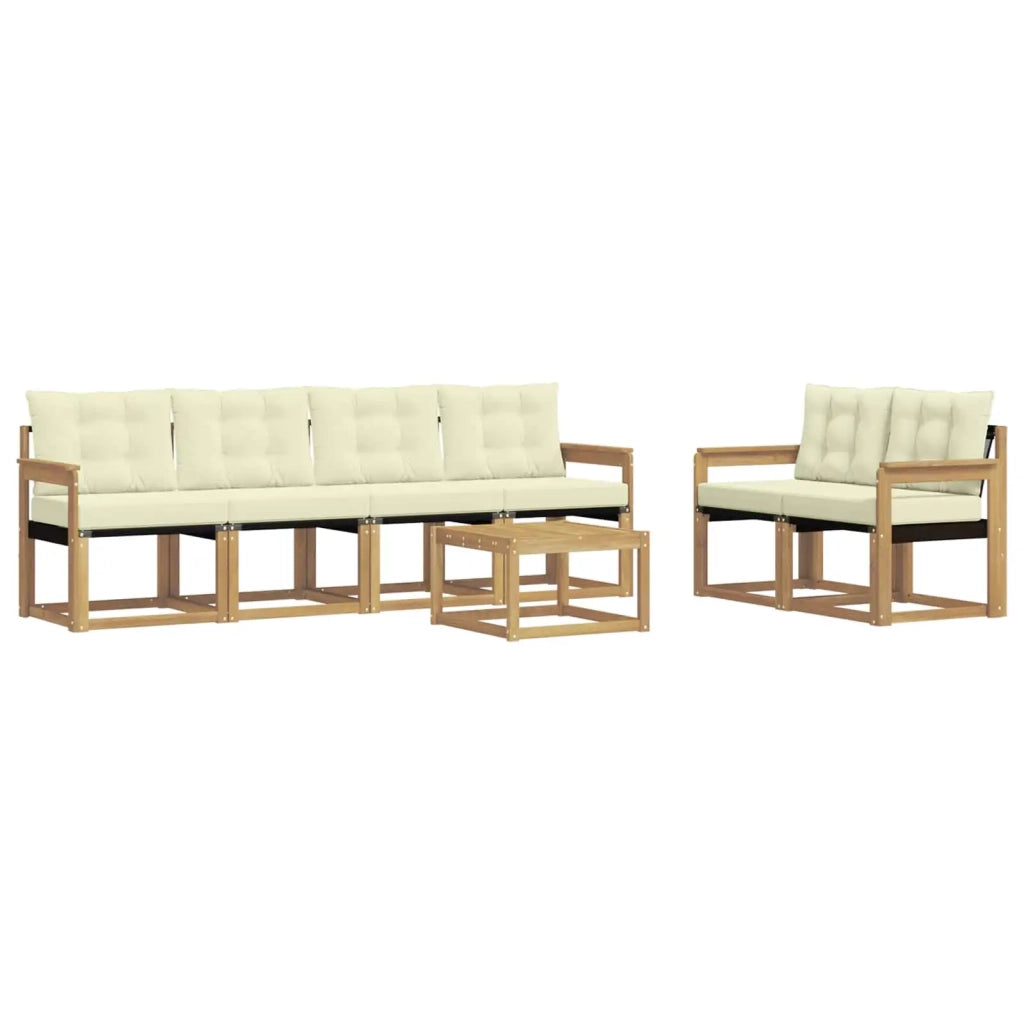Set di divani da esterno con cuscino 7 pcs Bianco e Crema 3389228