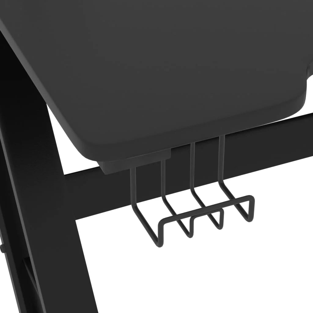 Scrivania tavolo postazione di lavoro mobile per computer studio per computer scrivania da gioco con gambe a forma di ZZ 90 x 60 x 75 cm nero 02_0023774