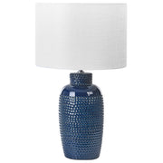 Lampada da tavolo ceramica blu con paralume bianco 56 cm camera da letto soggiorno