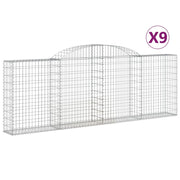Set di 9 gabbioni ad arco per recinzione gabbia o muro di contenimento 300 x 30 x 100/120 cm ferro zincato argento 02_0041274