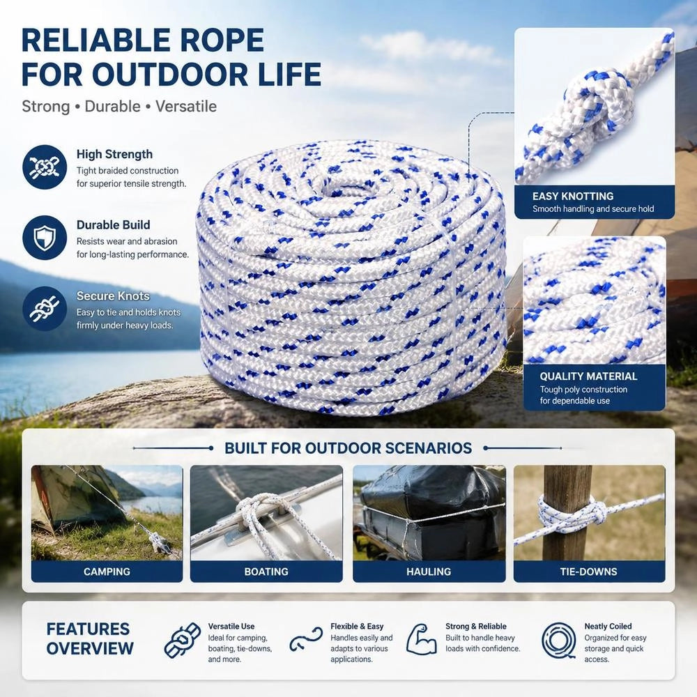 Boat Rope Polypropylene 8 Mm 100 M White