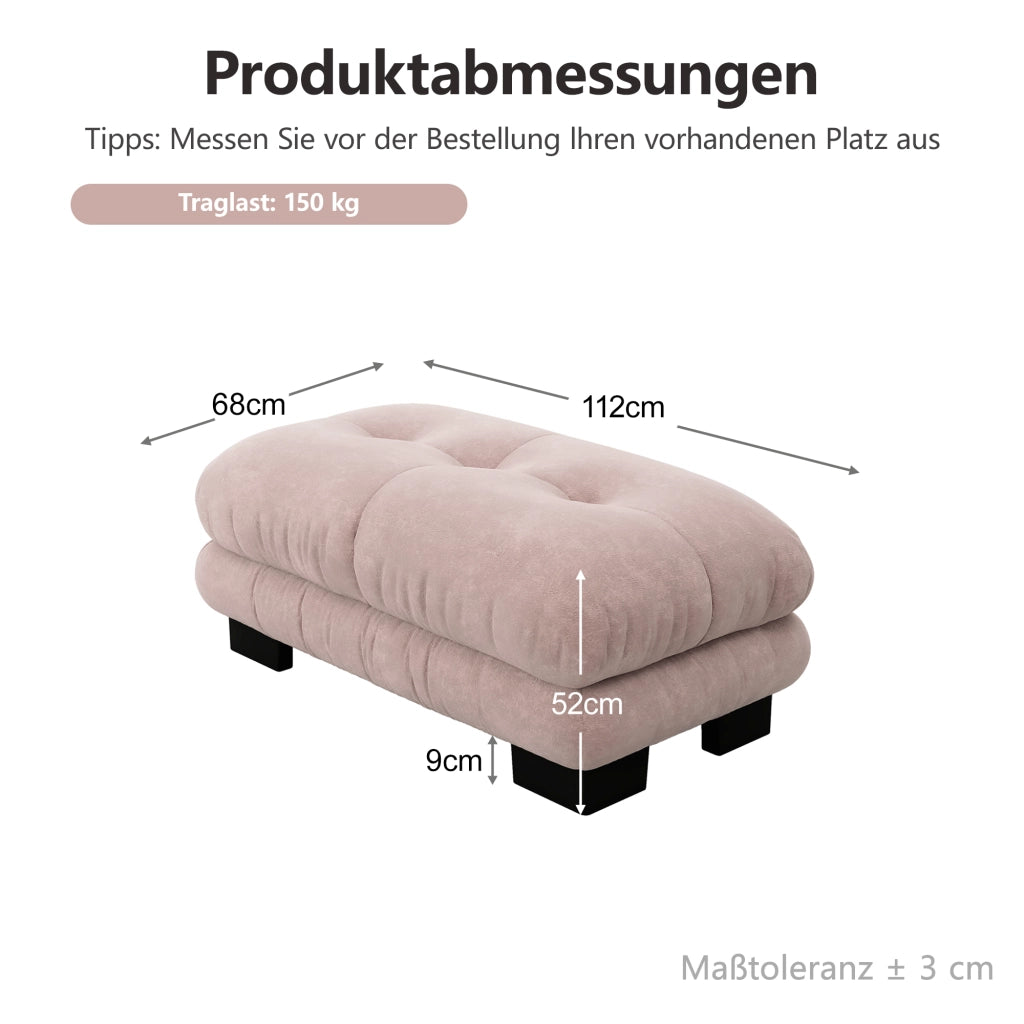 DIVANO modulare in chenille rosa con ottomani mobili