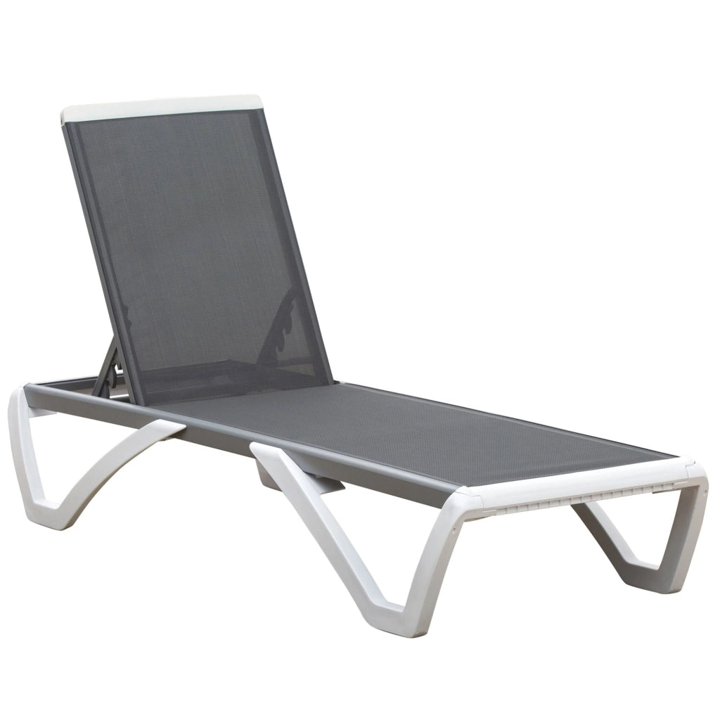Lettino Prendisole con Schienale Reclinabile 195x67.5x33 cm Grigio e Bianco