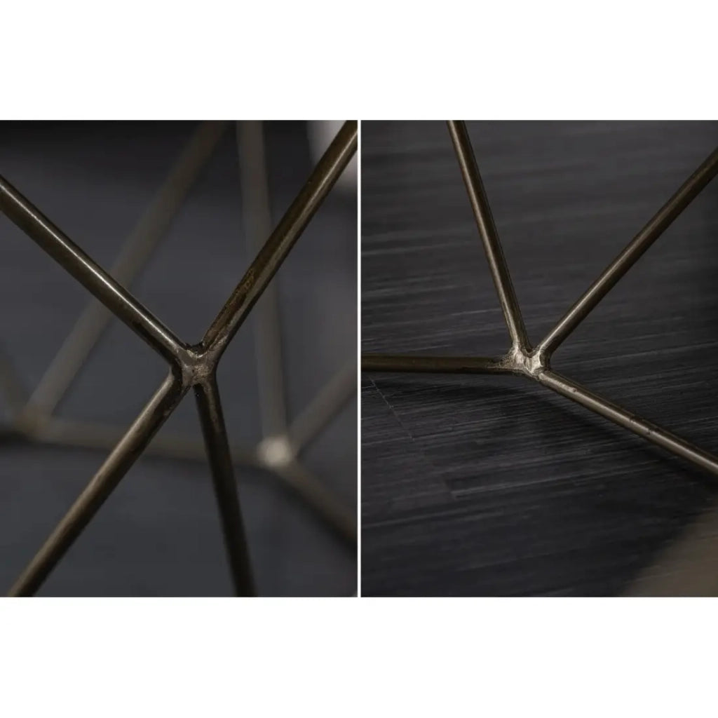 Tavolino basso NEXORA 70 cm in legno massello di mango e ferro nero design geometrico