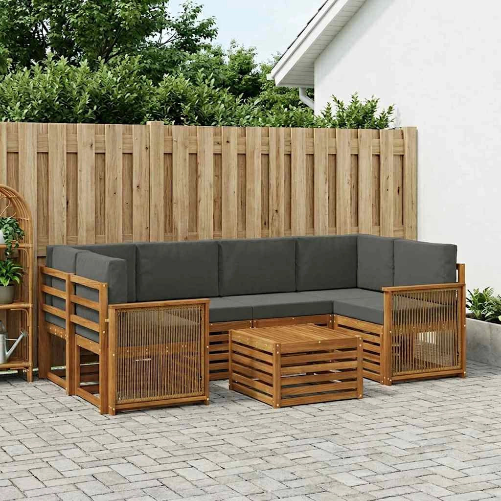 Set di divani da esterno 7 pz Naturale e Antracite 3384088