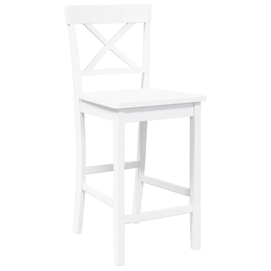 Sgabelli da Bar 2 pz Bianchi in Legno Massello di Hevea 4102553