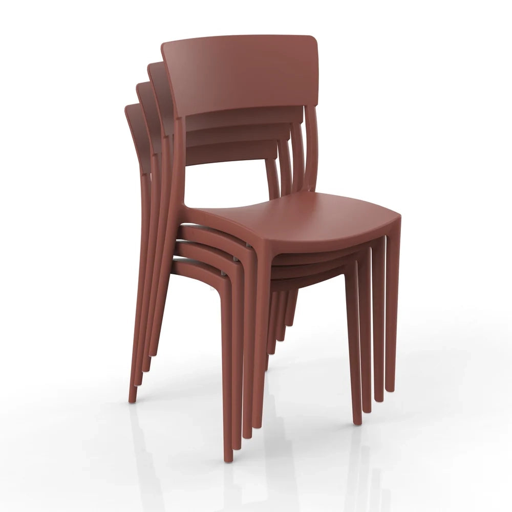 Set 6 sedie in polipropilene 100 %Made in Italy ZEN, impilabile, resistente ai raggi UV, design moderno, ideale per sala da pranzo, cucina, sala d’attesa, bar, ristoranti o da esterno colore Mattone