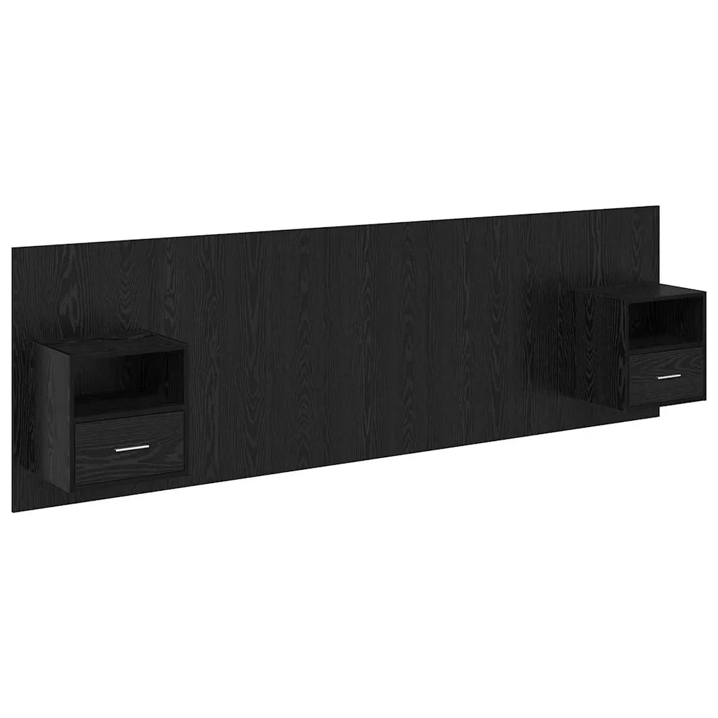Testata con Comodino 3 pcs Rovere Nero Legno multistrato 3416128