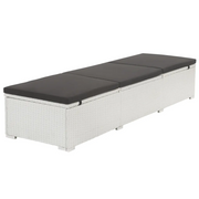 Lettino Prendisole | Sdraio da giardino | Lettino da sole con Cuscino in Polyrattan Bianco