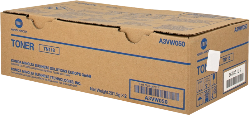 ORIGINAL Konica Minolta toner nero A3VW050 TN118 ~12000 Seiten Nastro Trasferimento Termico