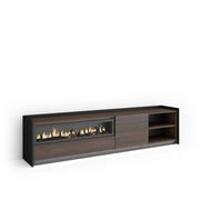 Mobile TV Soggiorno, 207x50x37 cm, Per TV fino a 80", Camino elettrico, LED, Rovere scuro e Nero