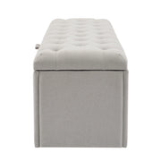 Panca Contenitore con Seduta Imbottita; Grande Capacità; Design Europeo Elegante; in Lino Grigio Chiaro