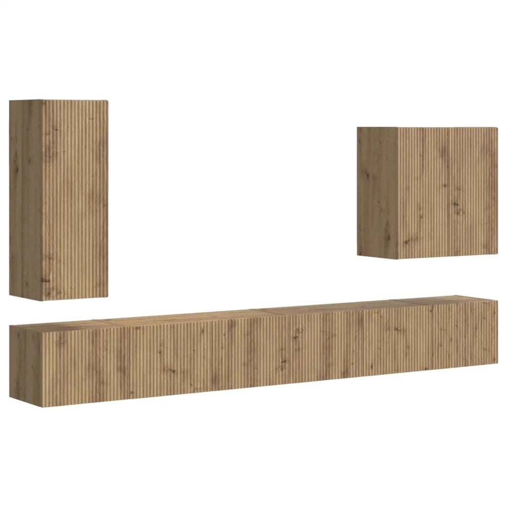 Set di Mobiletto da TV a Parete 6 pcs Rovere artigianale 3408951