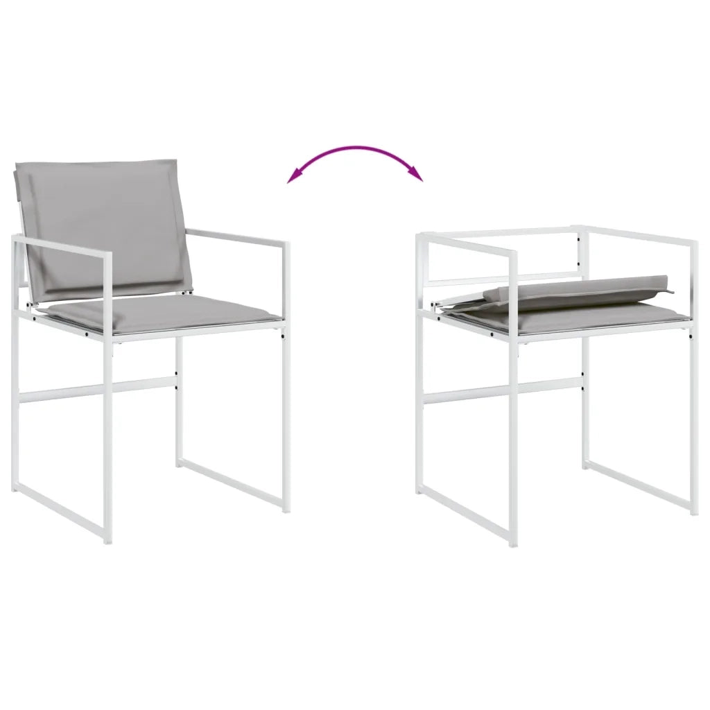 Set da Pranzo da Giardino 11 pz con Cuscini Bianco in Textilene 3295094