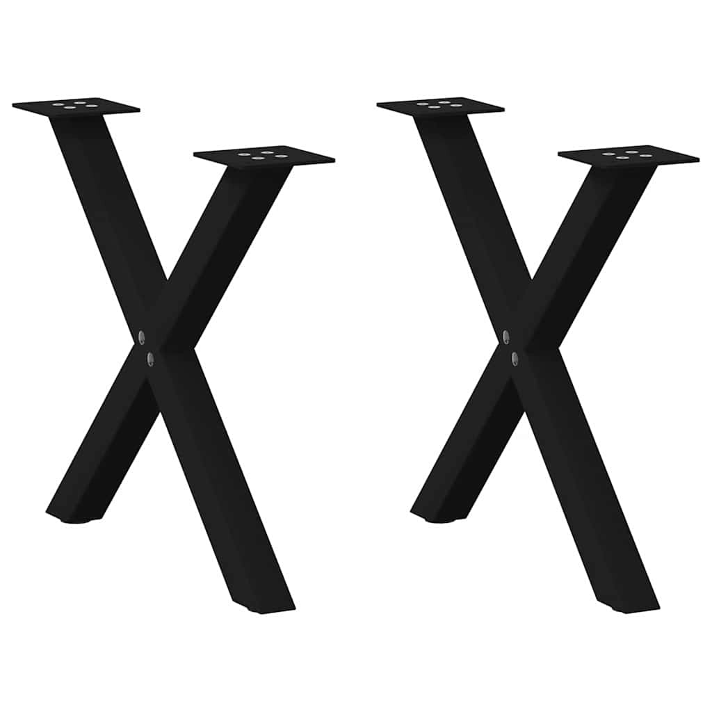 Set di 2 gambe per tavolino da caffè a forma di X con piedini regolabili 50 x 42-43 cm acciaio nero 02_0057169