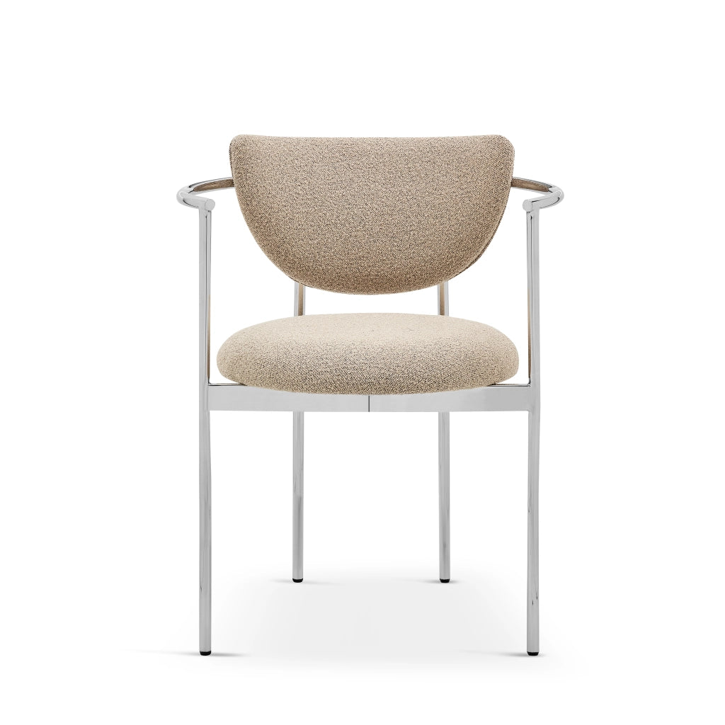 Sedia con Braccioli e Schienale Ergonomico, in Tessuto e Metallo, Cachi Chiaro 75 × 50.5 × 33 cm