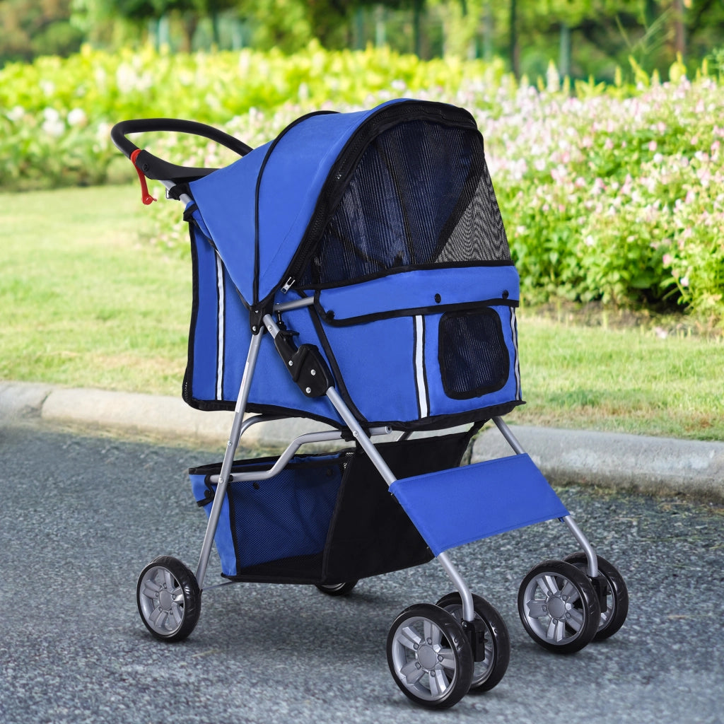 Carrello per cani pieghevole con portabottiglie ¨C zephmum ¨C Blu