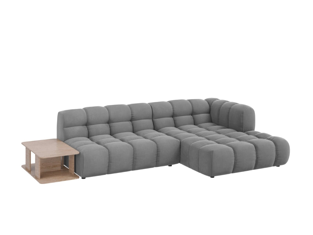 Cosmopolitan Design - Divano angolare modulare destro "Sky" 4 posti in velluto grigio chiaro 