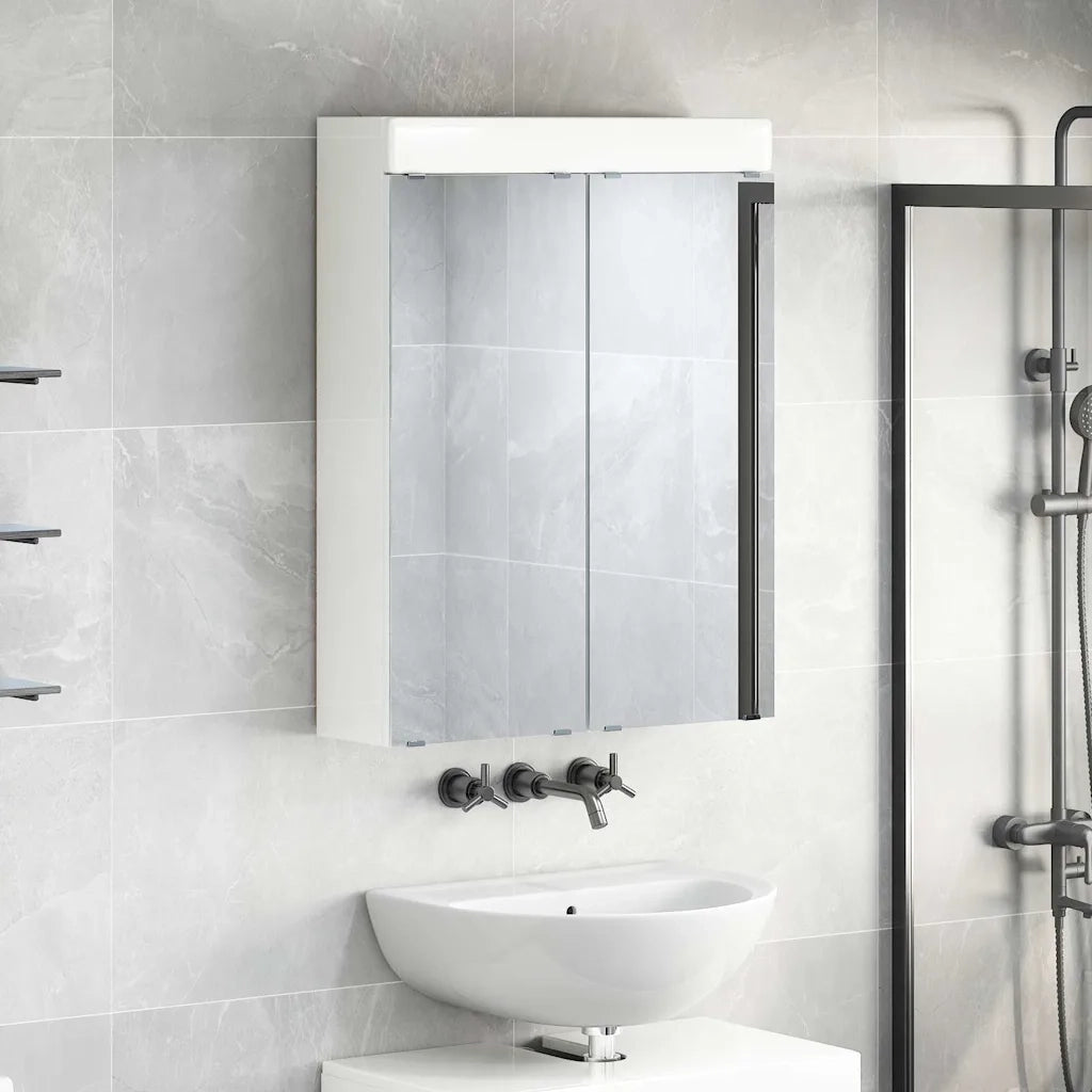 Mobiletto per specchio da bagno con porta TULUM Bianco Lucido