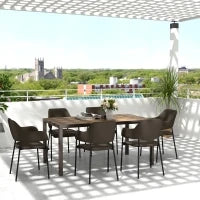 Tavolo da Giardino Allungabile da 160-240 cm per 6-8 Persone Rettangolare in Acciaio e Alluminio, Effetto Legno