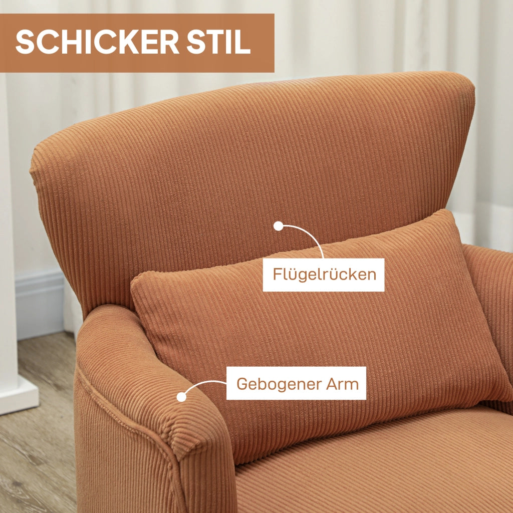Poltrona imbottita con cuscino lombare e gambe in legno ¨C Zephmum ¨C Arancione
