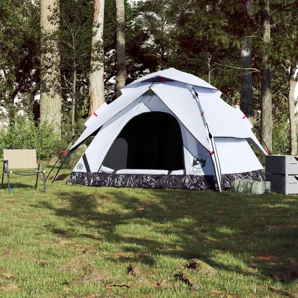 Tenda 5 Persone-Tenda da campeggio Bianca in Tessuto Oscurante a Rilascio Rapido