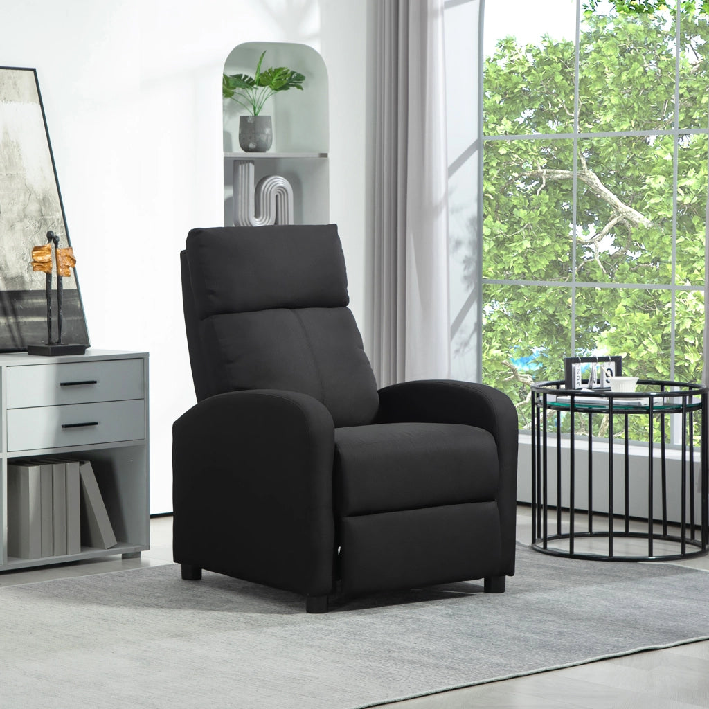 Poltrona Relax Reclinabile con Poggiapiedi ¨C Zephmum ¨C 69x87x100.5 cm, Nero, Lino