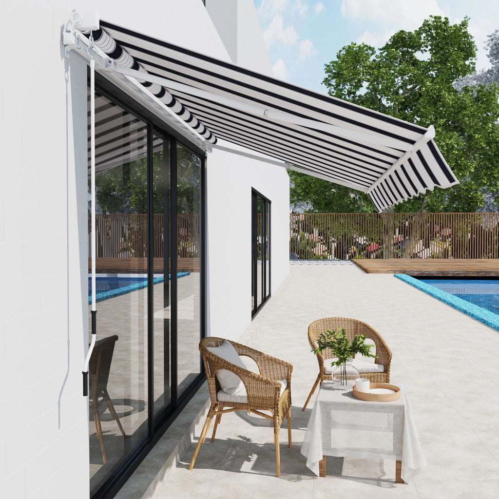 Tenda da Sole Avvolgibile Manuale ¨C zephmum ¨C Alluminio e Poliestere Blu e Bianco 250x200cm