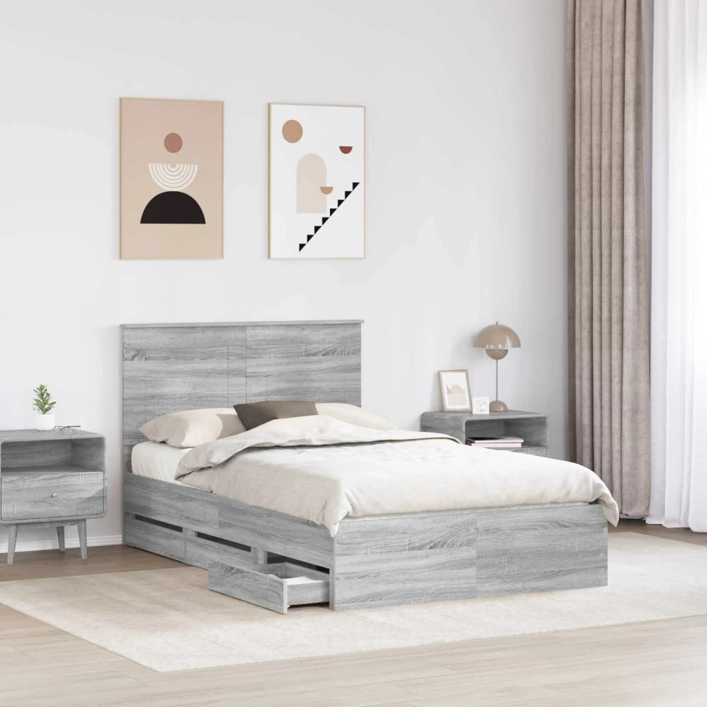 Struttura del letto con cassetto Grigio Sonoma 120 x 190 cm