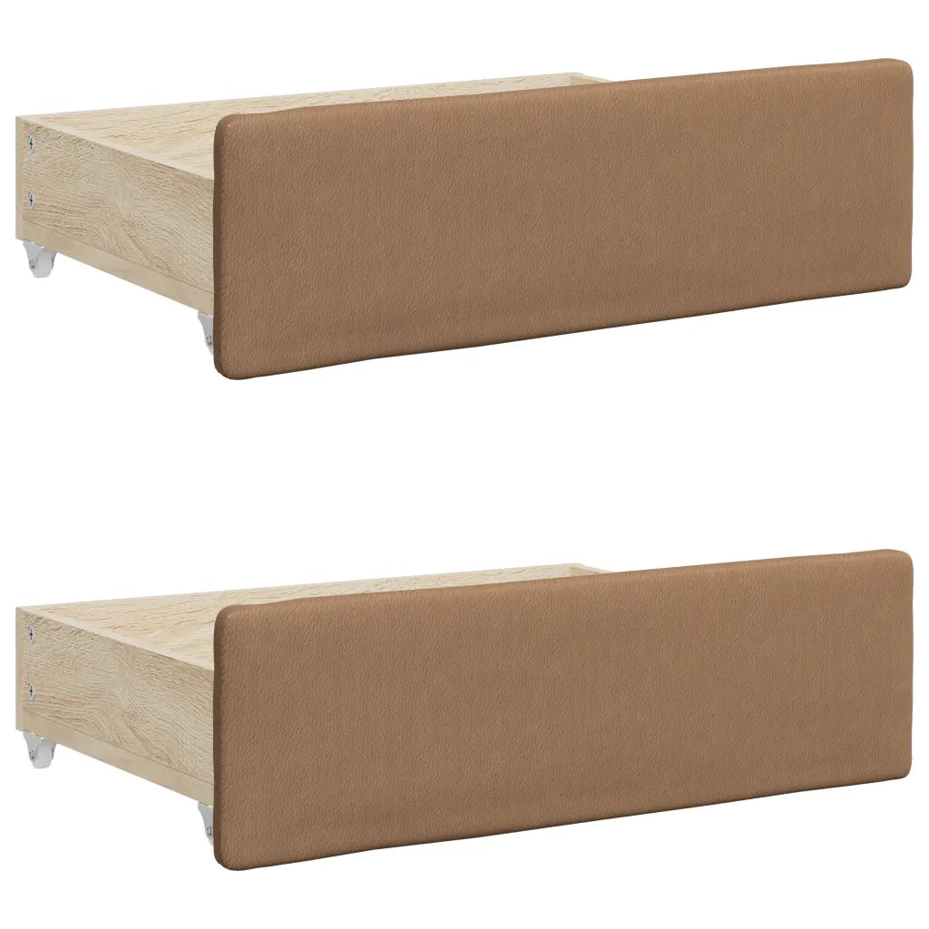 Divano Letto Estraibile Cassetti-Sofa Letto-Daybed Cappuccino 90x200cm Similpelle