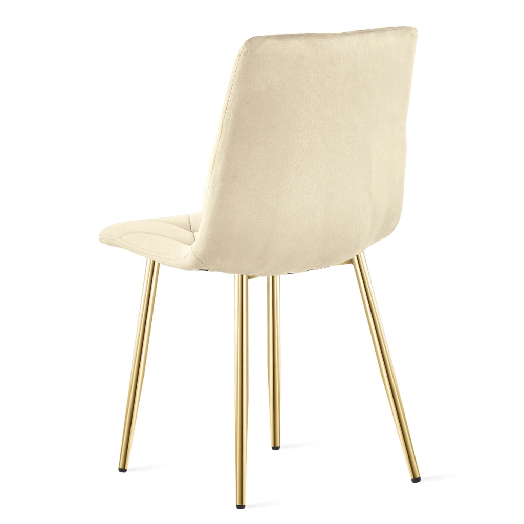 Set di 2 sedie Libra in velluto beige e gambe oro