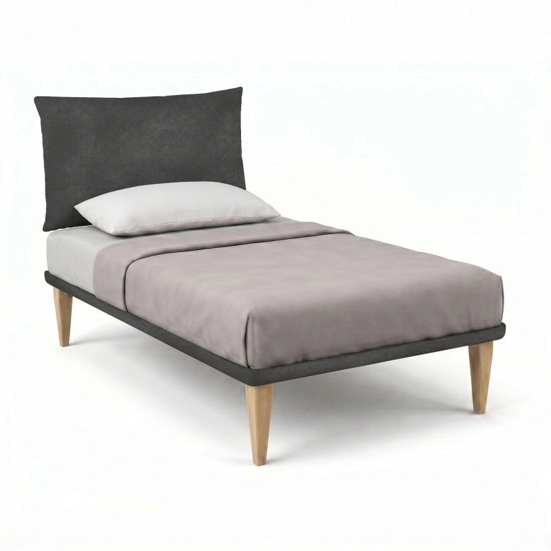 Letto imbottito Singolo 80x190 cm Soft - Con rete,Microfibra,Grigio