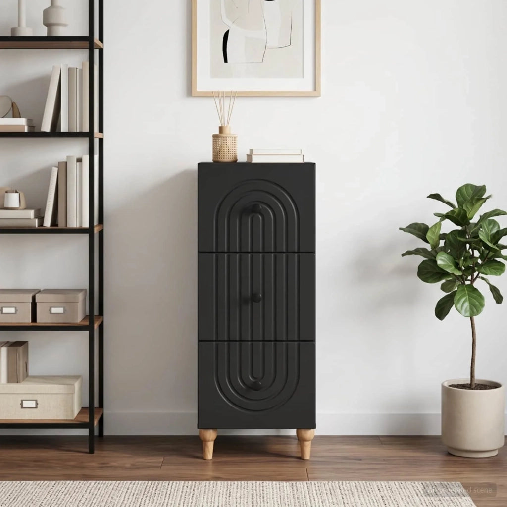Mobile con Cassetti Nero 33 x 34,5 x 90 cm Legno ingegnerizzato 894156