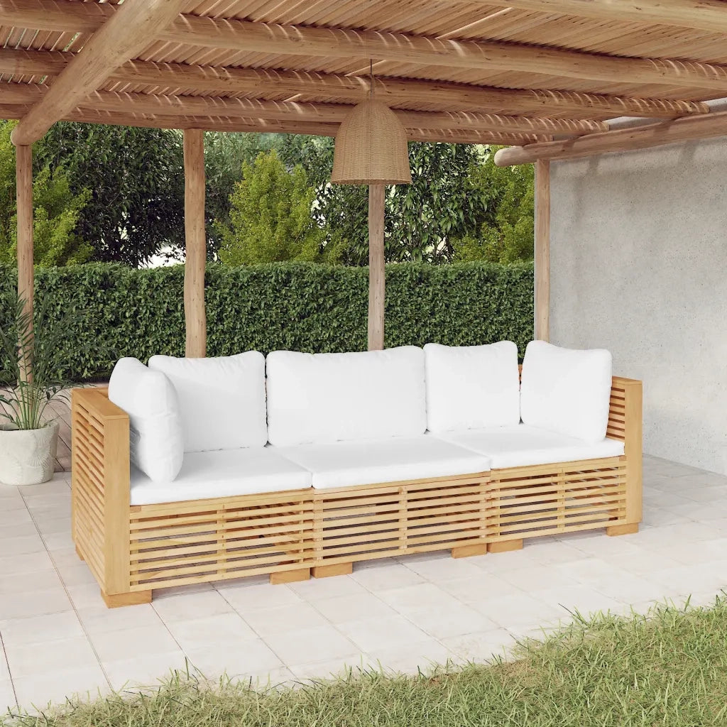 Set Divani da Giardino 3 pz con Cuscini Legno Massello di Teak 3100865
