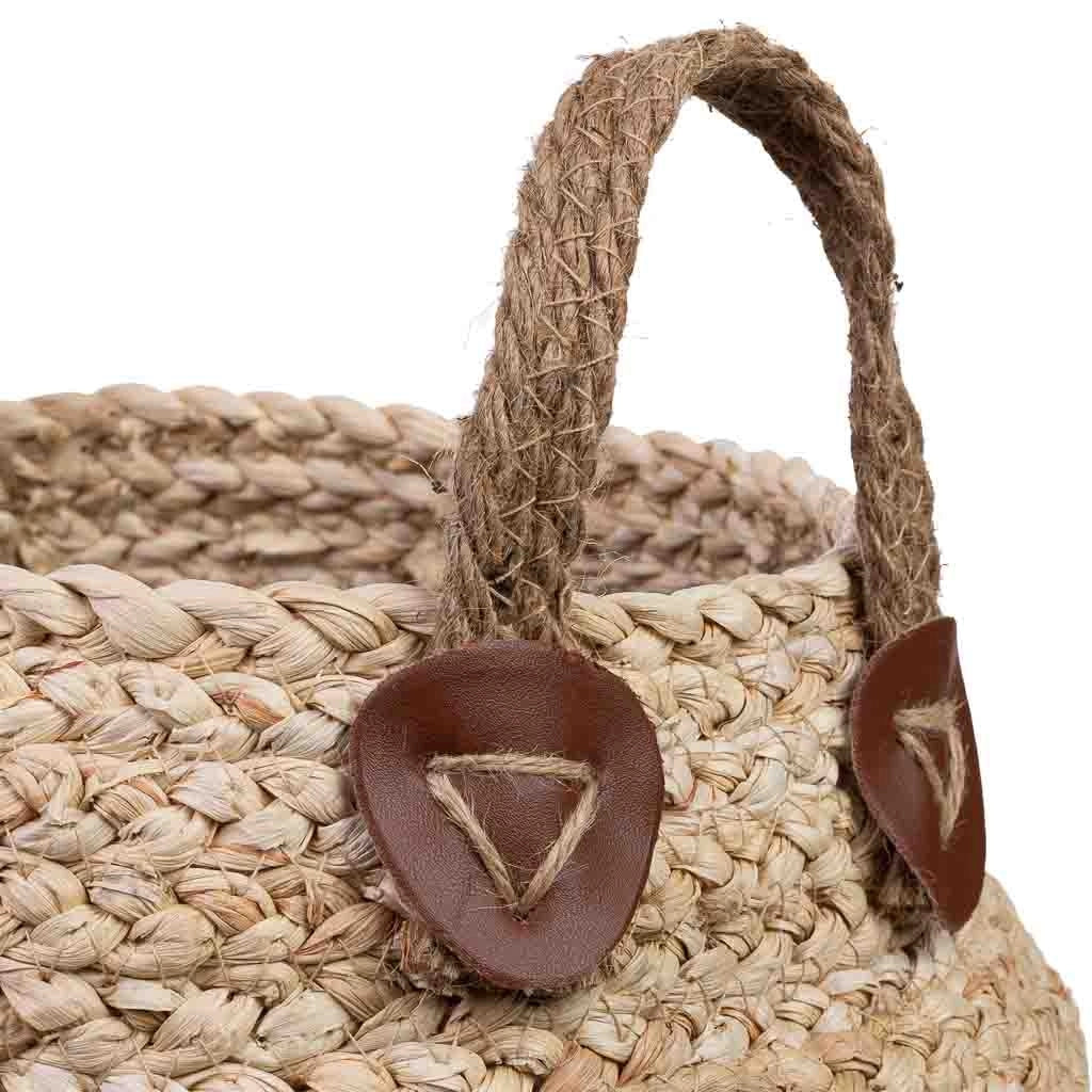 Cesto in fibra di foglie di banana e corda intrecciata D28x27,5