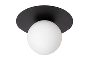 Plafoniera sfera vetro opale/nero Tricia Lucide E27
