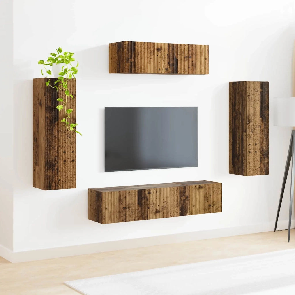 Mobile TV 5 pz | Armadietto TV | Mobile Porta TV Legno vecchio