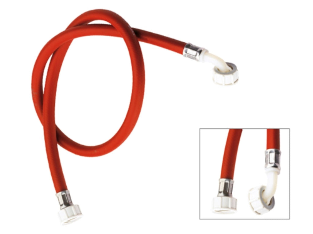 Tubo di carico per lavatrice, colore rosso con curvetta 250 cm