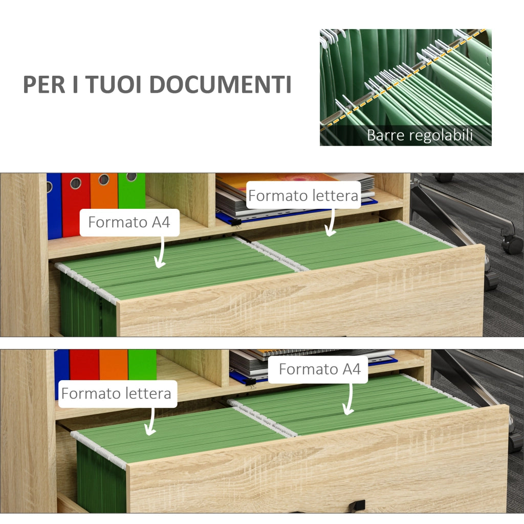 Scrivania con Cassettiera e Ruote ¨C zephmum ¨C Legno, 77x40x73 cm