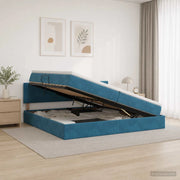 Letto con contenitore LED e materasso Blu Scuro 200 x 200 cm 3459274