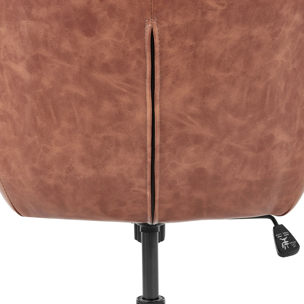 Sedia da ufficio in ecopelle marrone con funzione girevole regolabile con gambe in metallo stile elegante