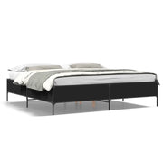Letto matrimoniale | Letto per adulti | Giroletto Nero 180x200 cm in Legno Multistrato e Metallo