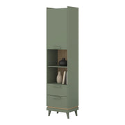 Biblioteca NOKI – Verde e legno – 1 porta + 2 cassetti stile scandinavo