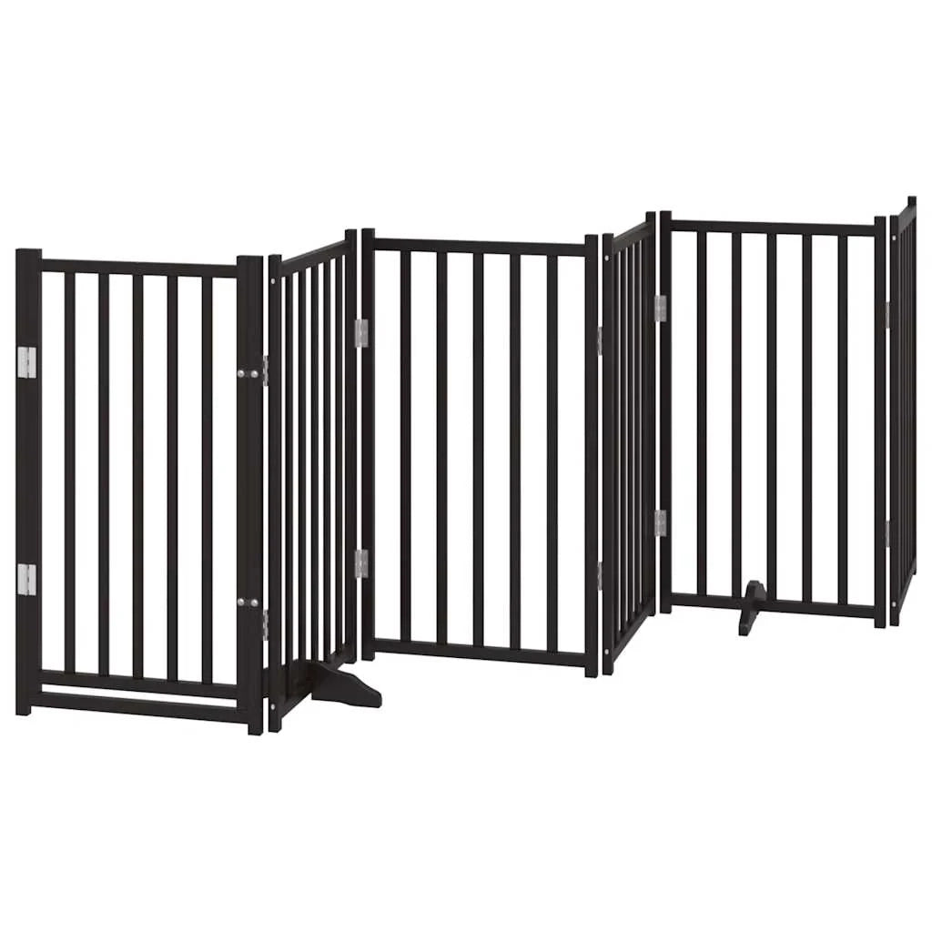 Cancelletto di sicurezza per animali domestici porta pieghevole 12 pannelli legno di pioppo nero 02_0023175