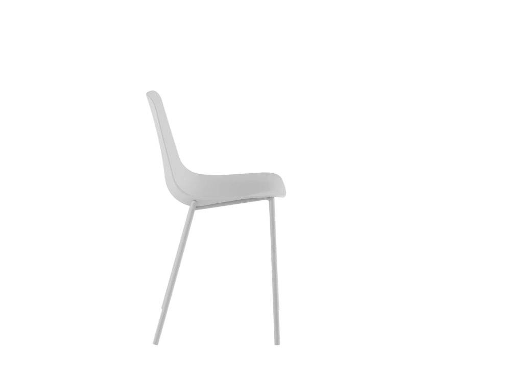 Sedia Frida Design Moderno in Polipropilene con Gambe in Metallo - Seduta Ergonomica per Arredo Interni Casa Ufficio - Colore Bianco