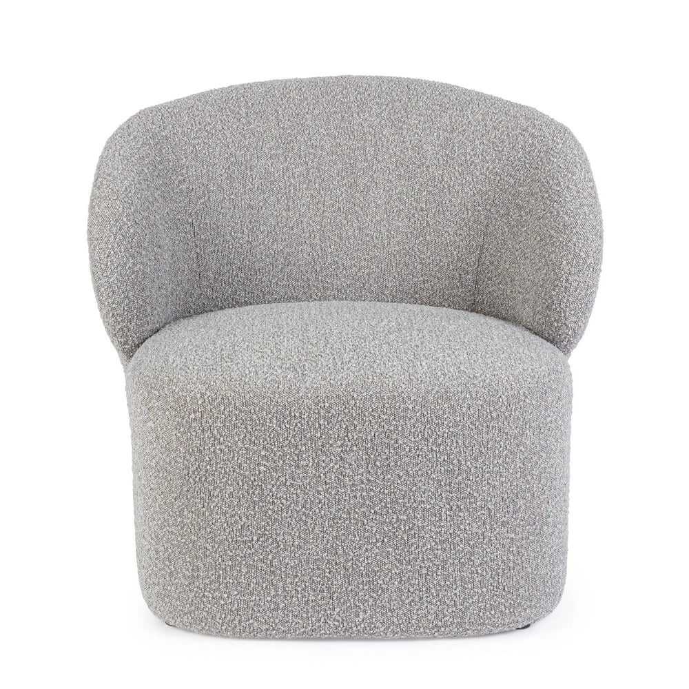 Poltrona Imbottita in Tessuto Bouclé Design Arrotondato - RENATA